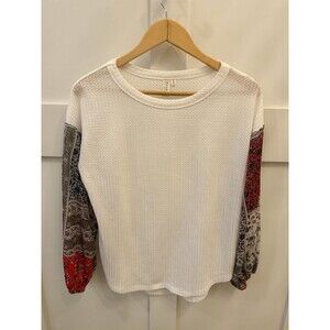 Women’s Hayden Los Angeles Waffle Knit Boutique Blouse Shirt Balloon Sleeves S